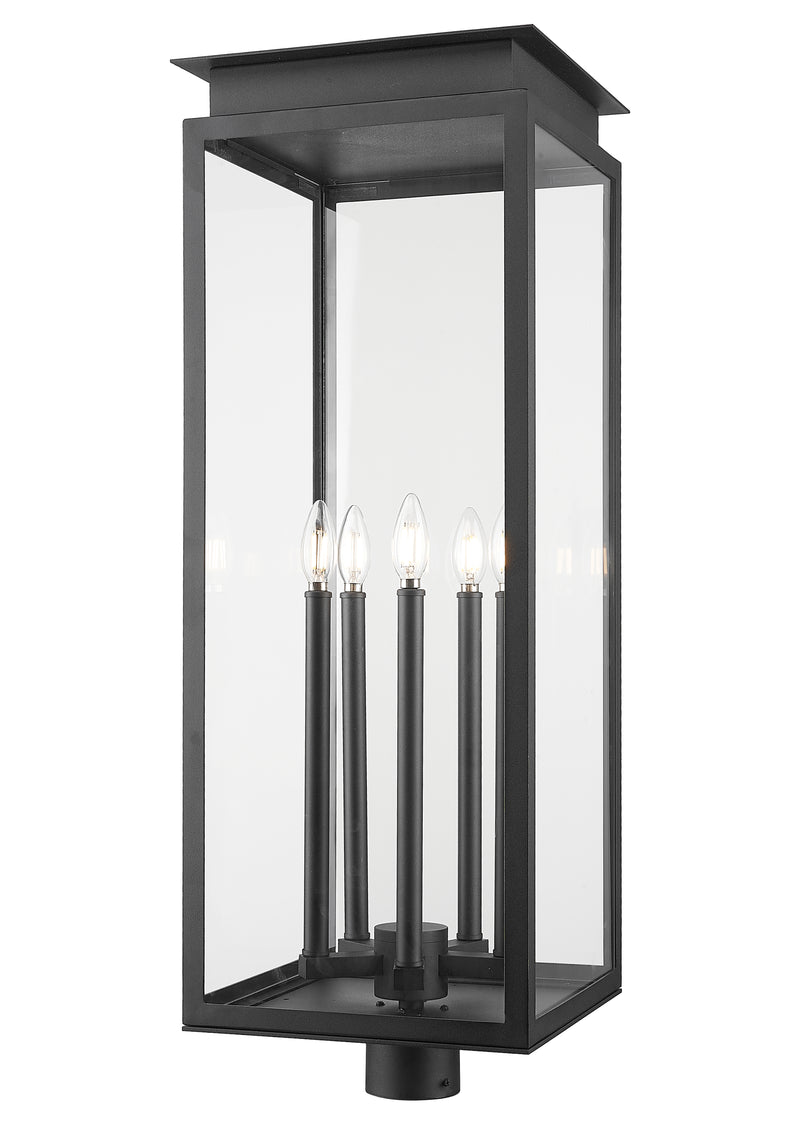Nova 5 Light 12.5" Outdoor Post Mount Fixture in Black, Post Top Only, Round Fitter