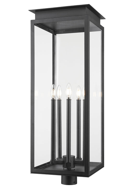 Nova 5 Light 12.5" Outdoor Post Mount Fixture in Black, Post Top Only, Round Fitter