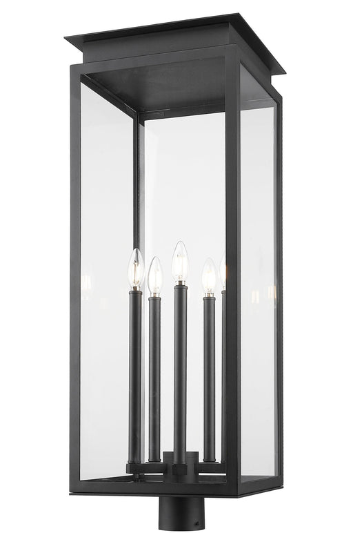 Nova 5 Light 12.5" Outdoor Post Mount Fixture in Black, Post Top Only, Round Fitter