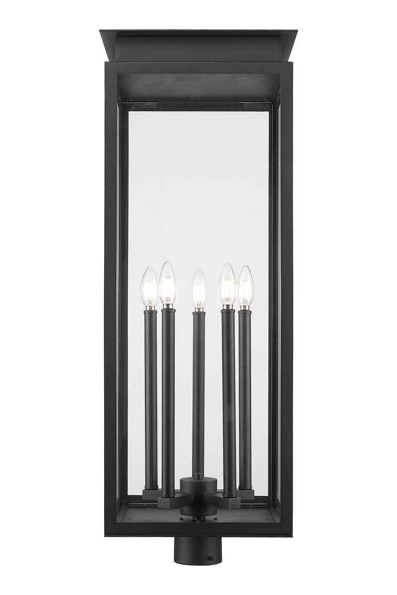 Nova 5 Light 12.5" Outdoor Post Mount Fixture in Black, Post Top Only, Round Fitter