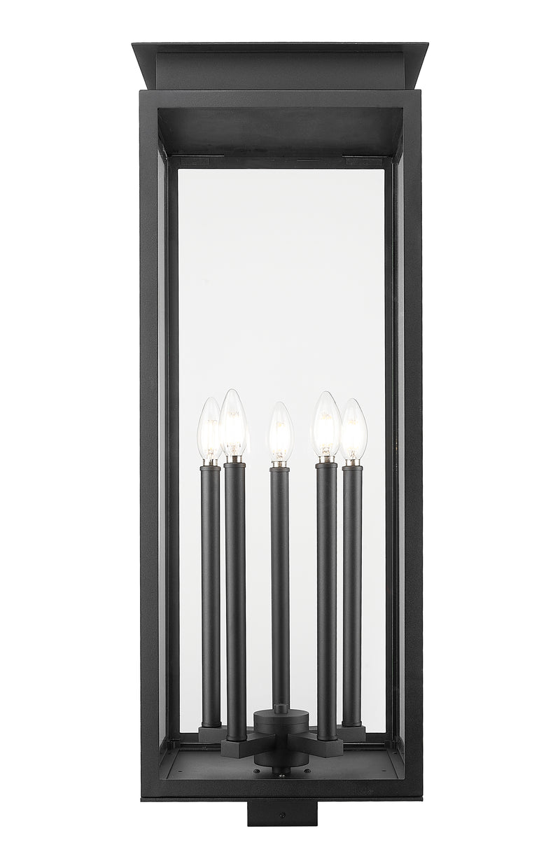 Nova 5 Light 12.5" Outdoor Post Mount Fixture in Black, Post Top Only, Square Fitter