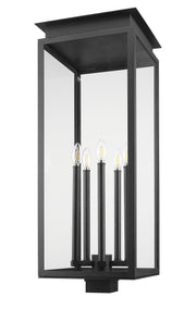 Nova 5 Light 12.5" Outdoor Post Mount Fixture in Black, Post Top Only, Square Fitter