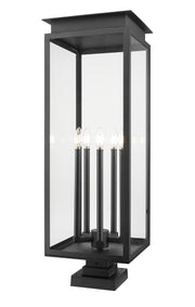 Nova 5 Light 12.5" Outdoor Post Mount Fixture in Black, Square Pier Mount