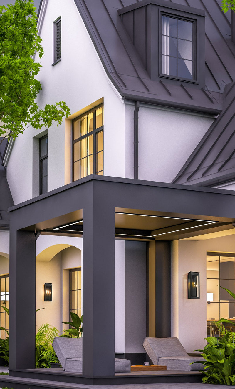 Nova 5 Light 12.5" Outdoor Wall Light in Black in a room setting