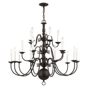 Williamsburgh 20-Light 3-Tier Foyer Chandelier in Bronze