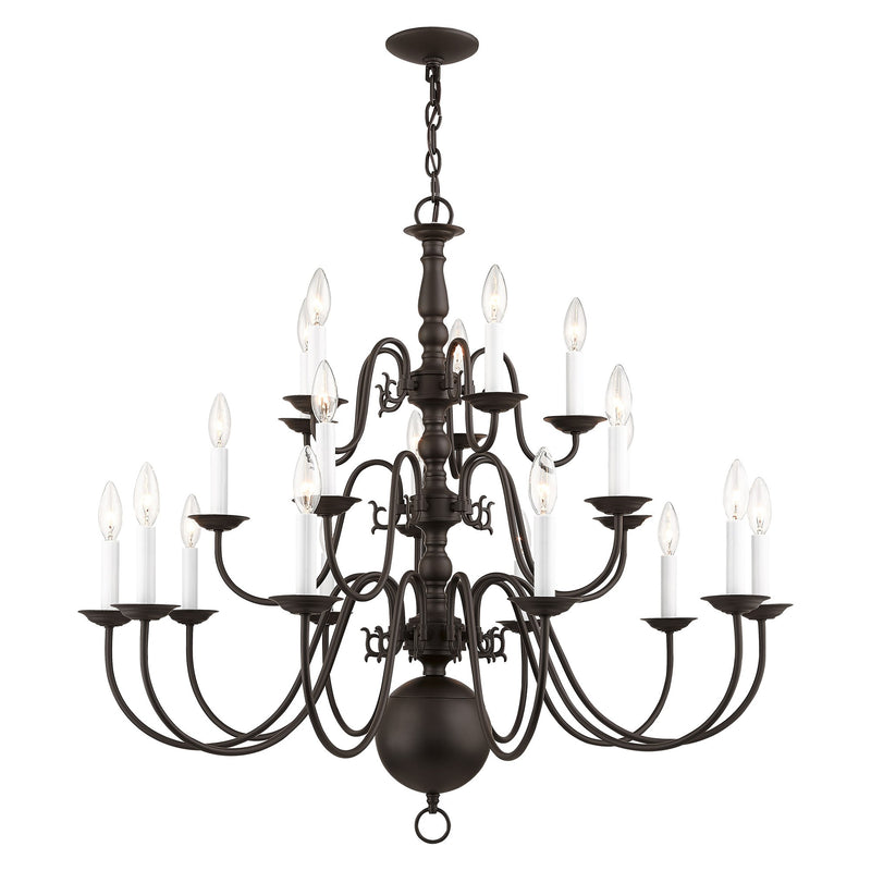 Williamsburgh 20-Light 3-Tier Foyer Chandelier in Bronze