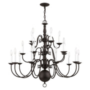 Williamsburgh 20-Light 3-Tier Foyer Chandelier in Bronze