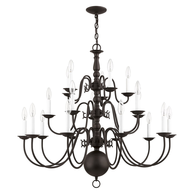 Williamsburgh 20-Light 3-Tier Foyer Chandelier in Bronze