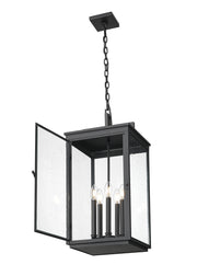 Hartwell 5 Light 12" Outdoor Chain Mount Ceiling Fixture in Sand Black
