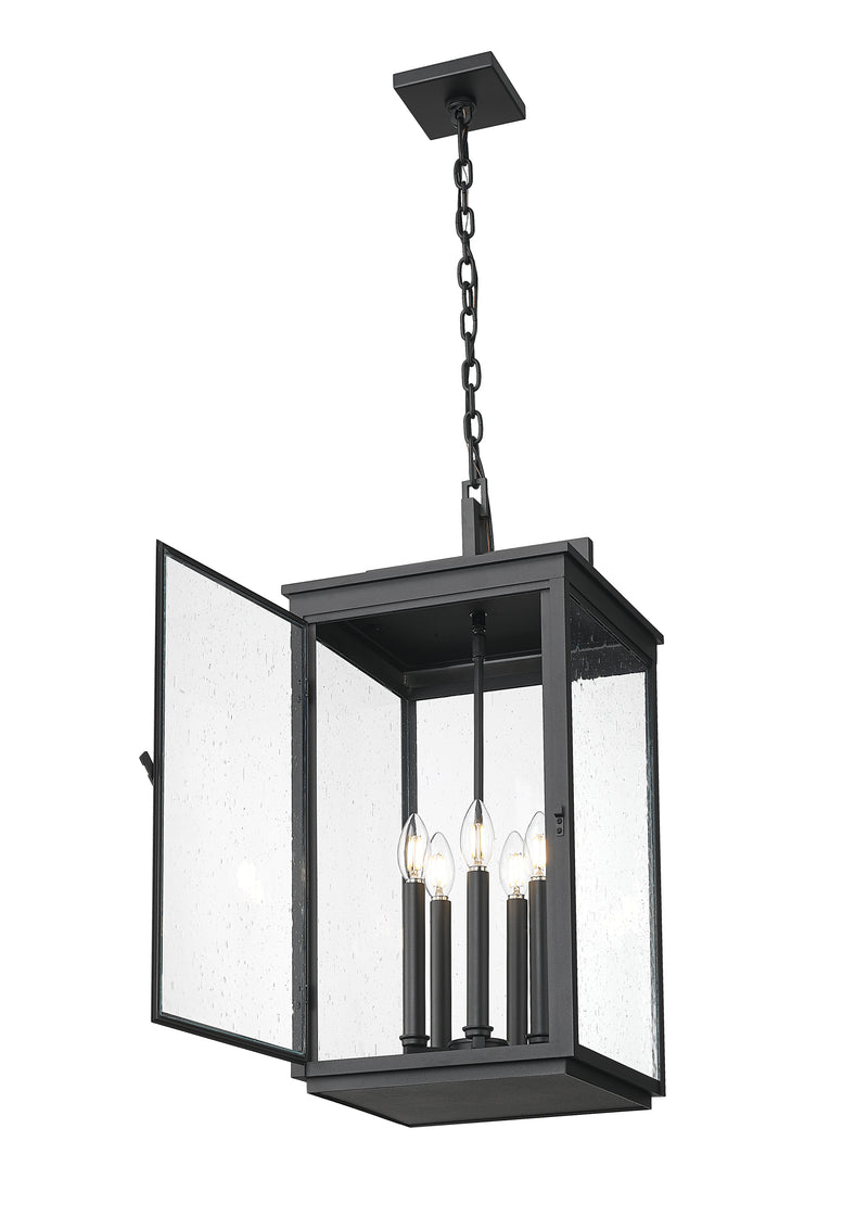 Hartwell 5 Light 12" Outdoor Chain Mount Ceiling Fixture in Sand Black