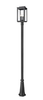 Hartwell 4 Light 10" Outdoor Post Mount Fixture in Sand Black, 96" Post, 10" Decorative Base