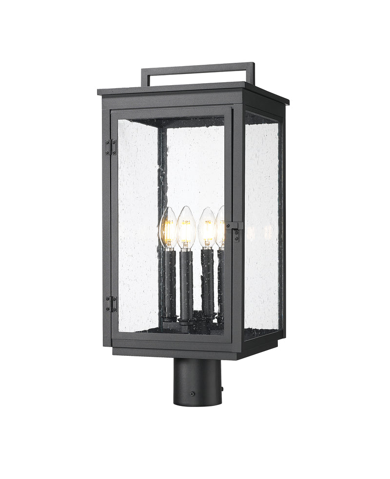 Hartwell 4 Light 10" Outdoor Post Mount Fixture in Sand Black, Post Top Only, Round Fitter