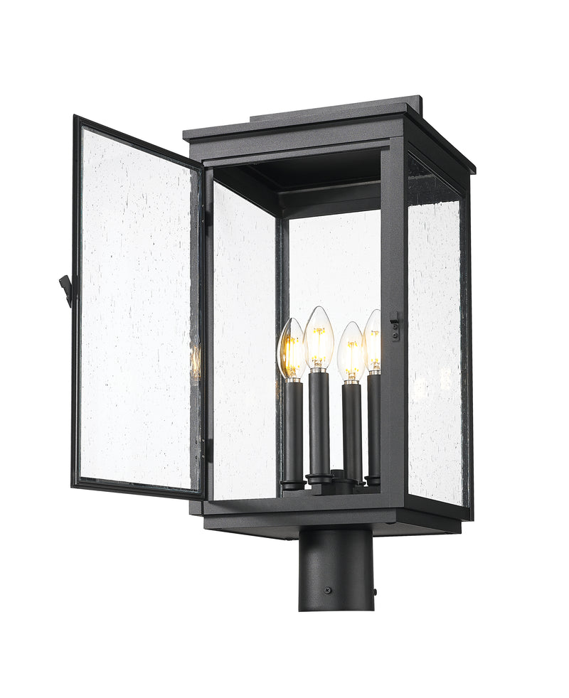 Hartwell 4 Light 10" Outdoor Post Mount Fixture in Sand Black, Post Top Only, Round Fitter