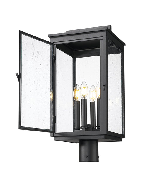 Hartwell 4 Light 10" Outdoor Post Mount Fixture in Sand Black, Post Top Only, Round Fitter