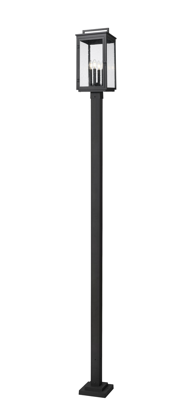 Hartwell 4 Light 10" Outdoor Post Mount Fixture in Sand Black, 96" Square Post