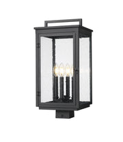 Hartwell 4 Light 10" Outdoor Post Mount Fixture in Sand Black, Post Top Only, Square Fitter