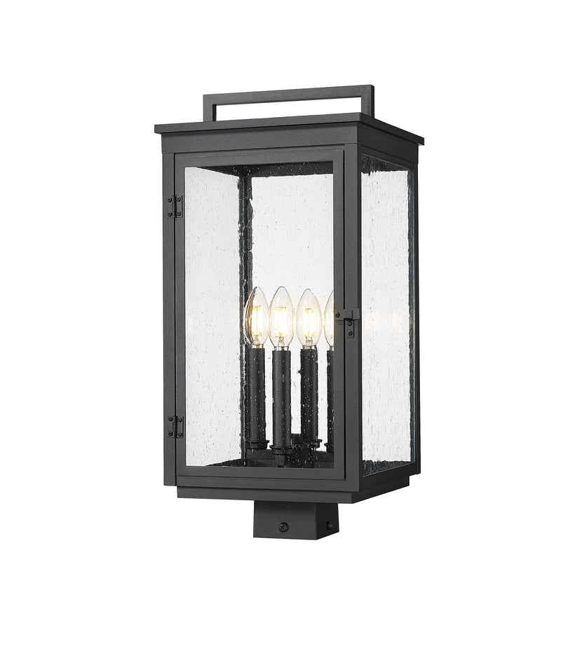 Hartwell 4 Light 10" Outdoor Post Mount Fixture in Sand Black, Post Top Only, Square Fitter