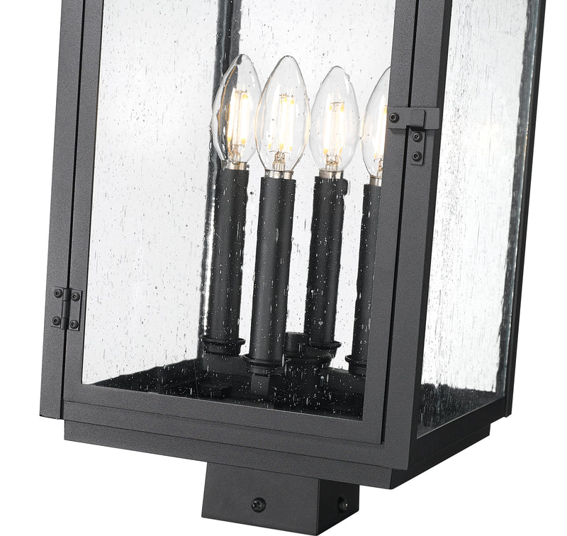 Hartwell 4 Light 10" Outdoor Post Mount Fixture in Sand Black, Post Top Only, Square Fitter