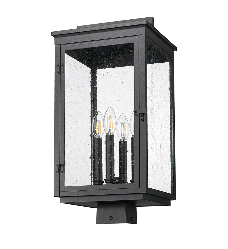Hartwell 4 Light 10" Outdoor Post Mount Fixture in Sand Black, Post Top Only, Square Fitter