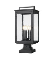 Hartwell 4 Light 10" Outdoor Post Mount Fixture in Sand Black, Square Pier Mount