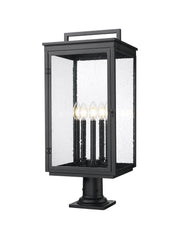 Hartwell 5 Light 12" Outdoor Post Mount Fixture in Sand Black, Pier Mount, 6" Base