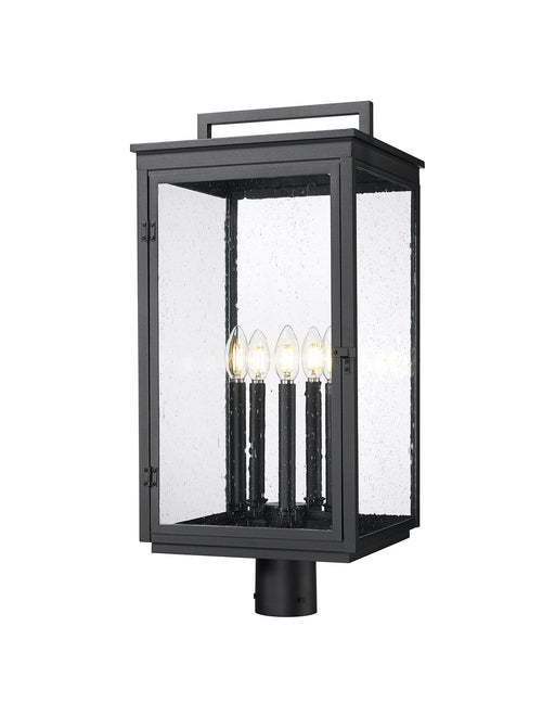 Hartwell 5 Light 12" Outdoor Post Mount Fixture in Sand Black, Post Top Only, Round Fitter