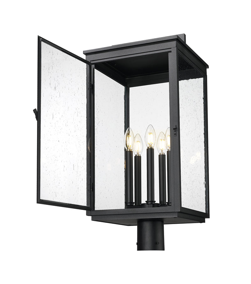 Hartwell 5 Light 12" Outdoor Post Mount Fixture in Sand Black, Post Top Only, Round Fitter