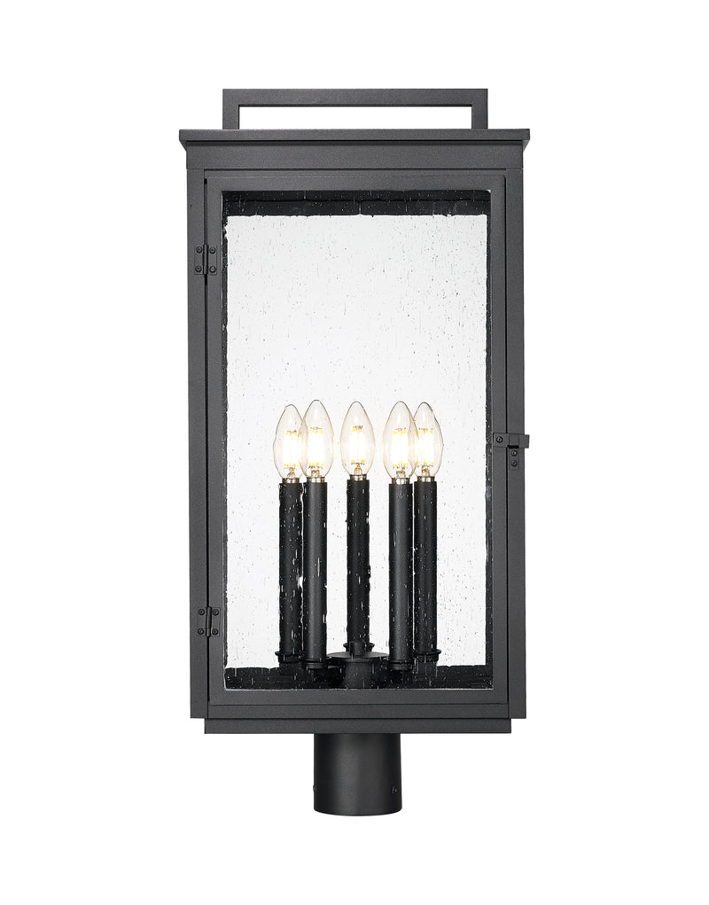 Hartwell 5 Light 12" Outdoor Post Mount Fixture in Sand Black, Post Top Only, Round Fitter