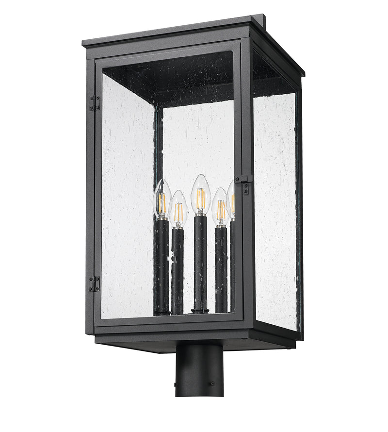 Hartwell 5 Light 12" Outdoor Post Mount Fixture in Sand Black, Post Top Only, Round Fitter