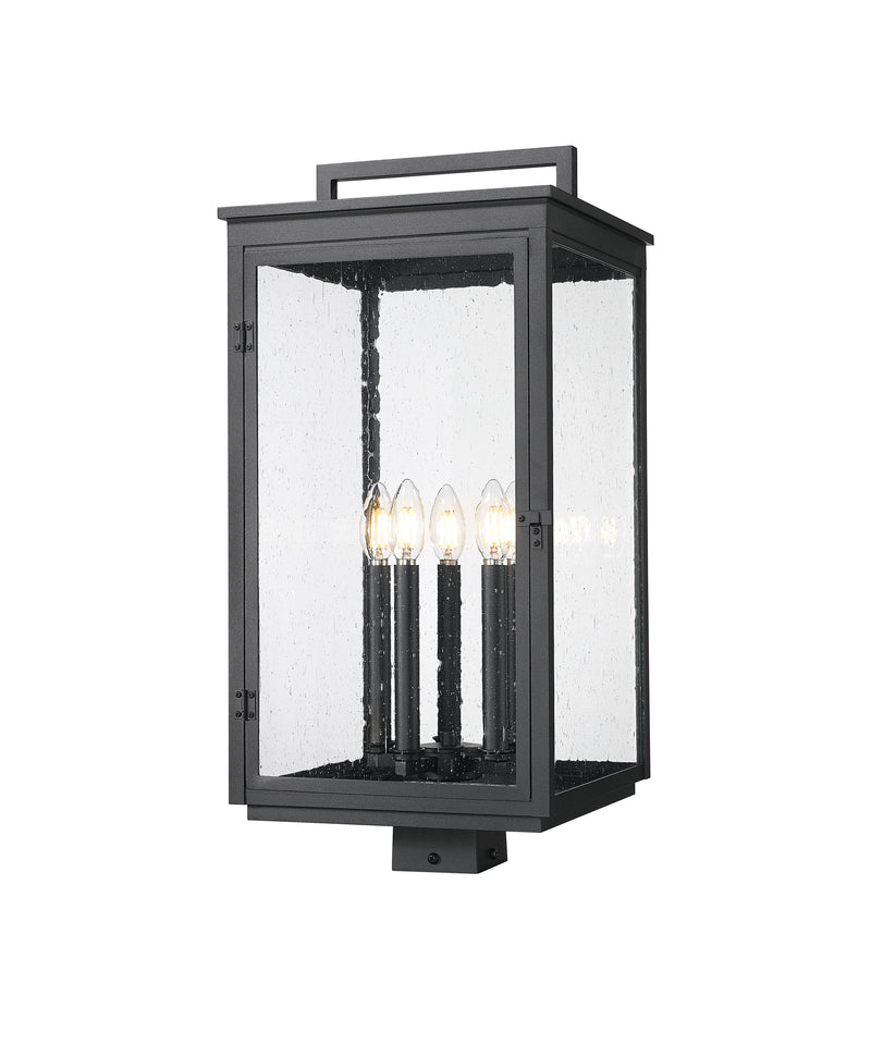 Hartwell 5 Light 12" Outdoor Post Mount Fixture in Sand Black, Post Top Only, Square Fitter