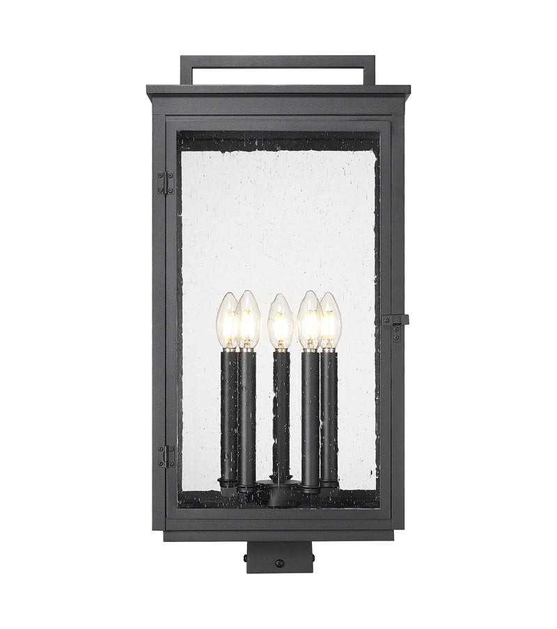 Hartwell 5 Light 12" Outdoor Post Mount Fixture in Sand Black, Post Top Only, Square Fitter