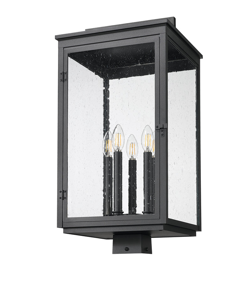 Hartwell 5 Light 12" Outdoor Post Mount Fixture in Sand Black, Post Top Only, Square Fitter