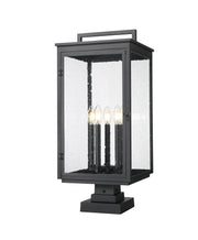 Hartwell 5 Light 12" Outdoor Post Mount Fixture in Sand Black, Square Pier Mount