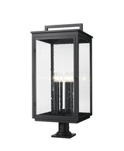 Hartwell 6 Light 15" Outdoor Post Mount Fixture in Sand Black, Pier Mount, 6" Base