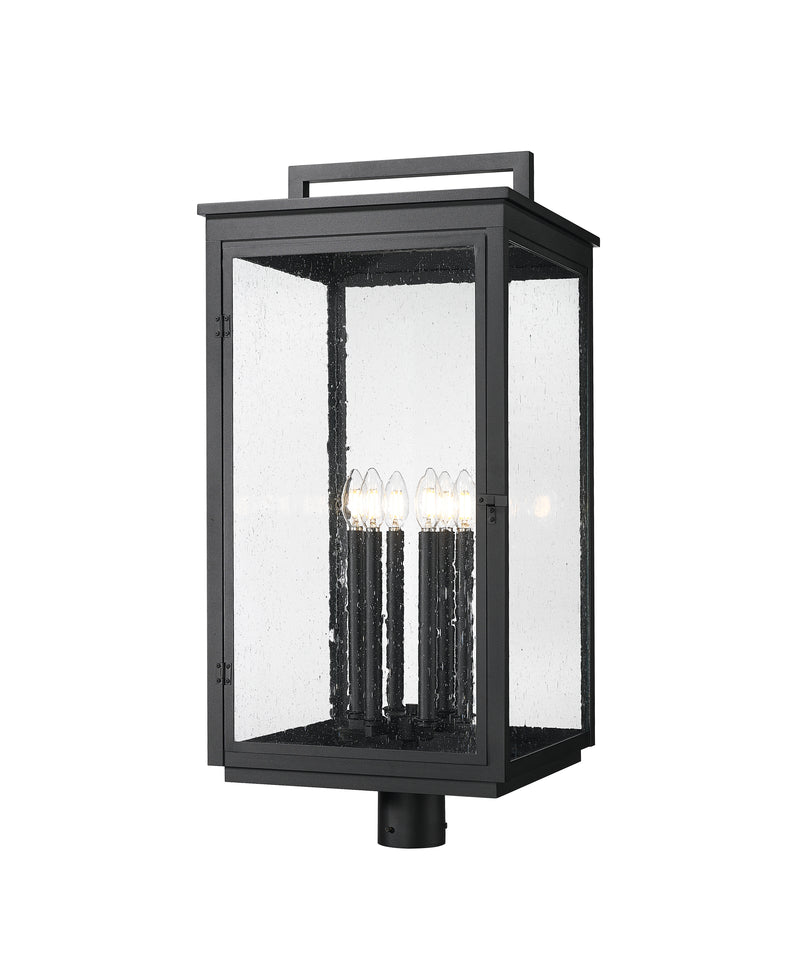 Hartwell 6 Light 15" Outdoor Post Mount Fixture in Sand Black, Post Top Only, Round Fitter