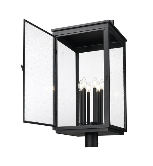 Hartwell 6 Light 15" Outdoor Post Mount Fixture in Sand Black, Post Top Only, Round Fitter