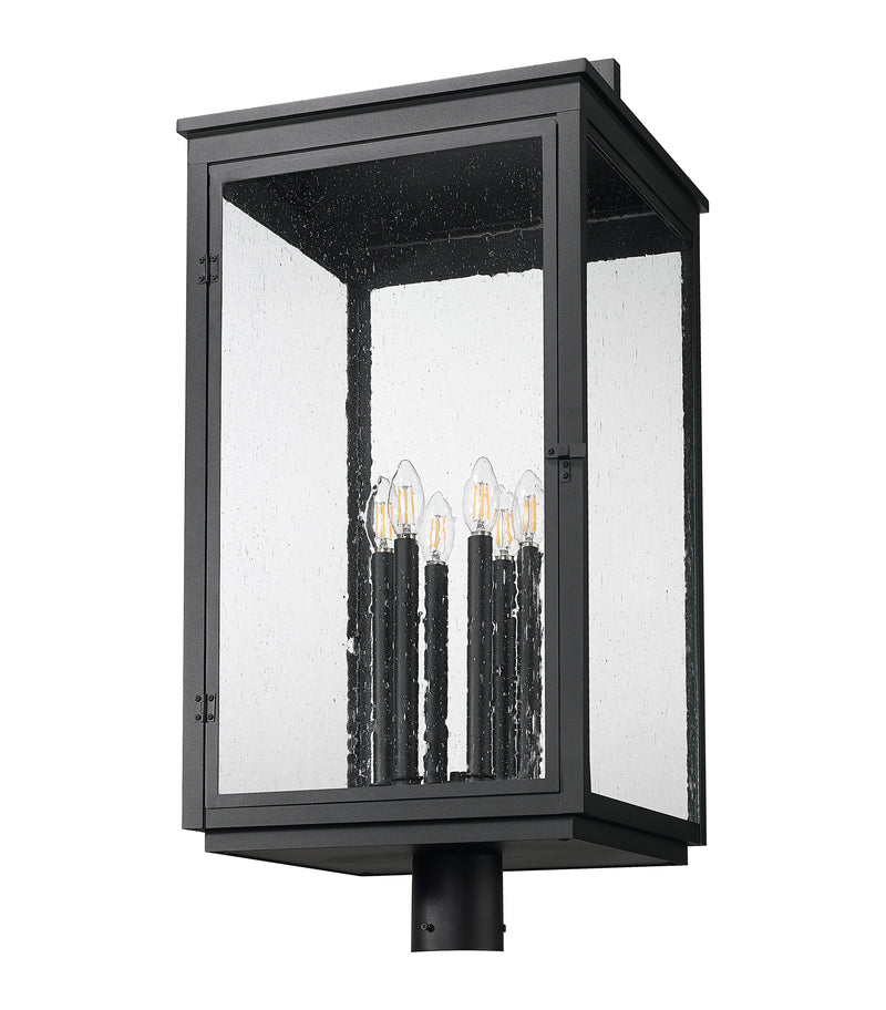 Hartwell 6 Light 15" Outdoor Post Mount Fixture in Sand Black, Post Top Only, Round Fitter