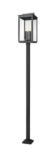Hartwell 6 Light 15" Outdoor Post Mount Fixture in Sand Black, 96" Square Post