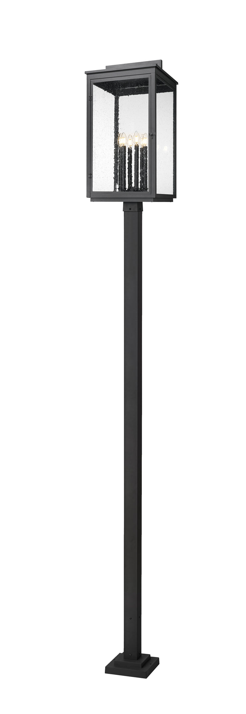 Hartwell 6 Light 15" Outdoor Post Mount Fixture in Sand Black, 96" Square Post