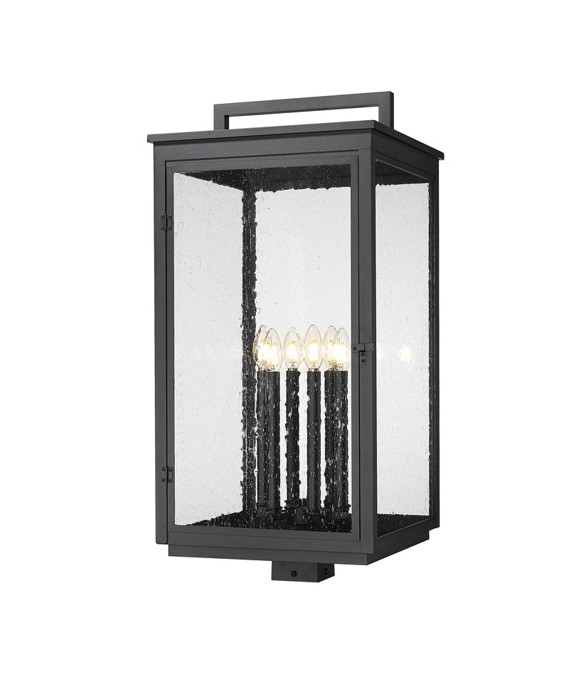 Hartwell 6 Light 15" Outdoor Post Mount Fixture in Sand Black, Post Top Only, Square Fitter