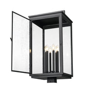 Hartwell 6 Light 15" Outdoor Post Mount Fixture in Sand Black, Post Top Only, Square Fitter