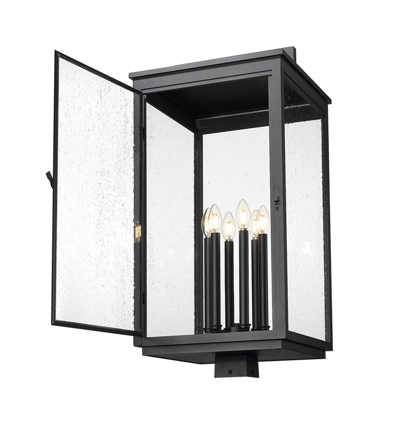 Hartwell 6 Light 15" Outdoor Post Mount Fixture in Sand Black, Post Top Only, Square Fitter