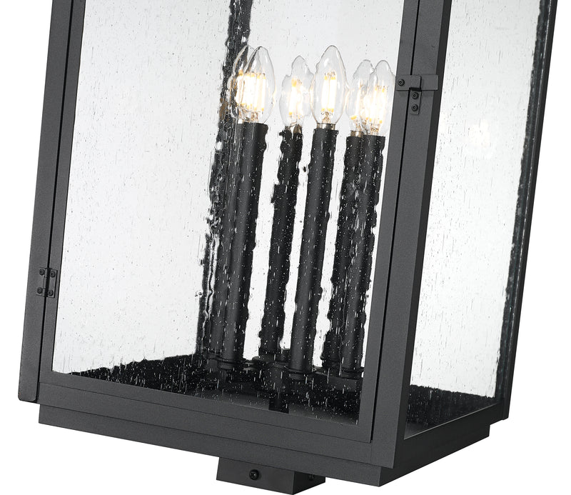 Hartwell 6 Light 15" Outdoor Post Mount Fixture in Sand Black, Post Top Only, Square Fitter