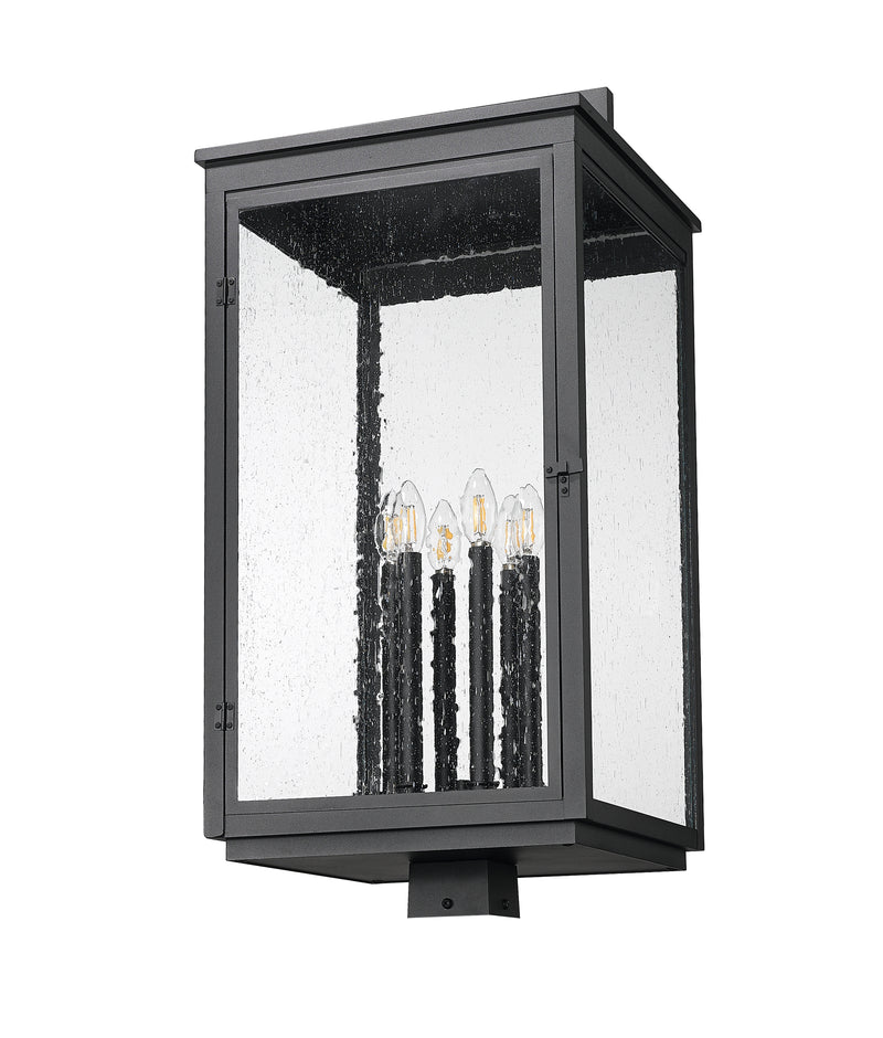 Hartwell 6 Light 15" Outdoor Post Mount Fixture in Sand Black, Post Top Only, Square Fitter