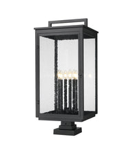 Hartwell 6 Light 15" Outdoor Post Mount Fixture in Sand Black, Square Pier Mount
