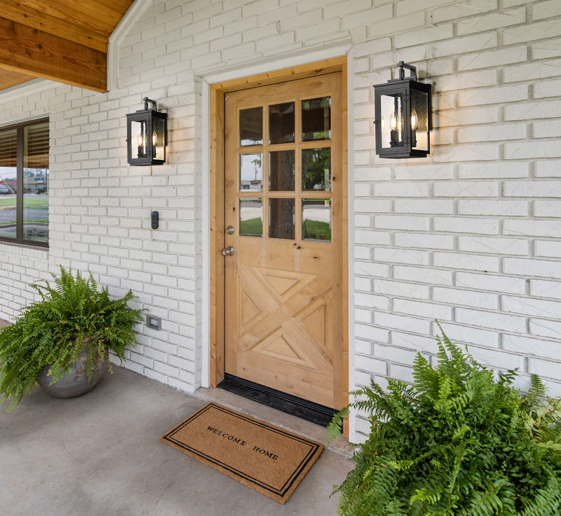 Hartwell 2 Light 6" Outdoor Wall Light in Sand Black in a room setting