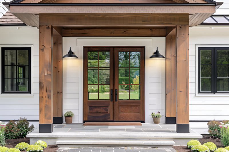 RLM 1 Light 12" Outdoor Wall Light, 9.25" Tall in Sand Black in a room setting