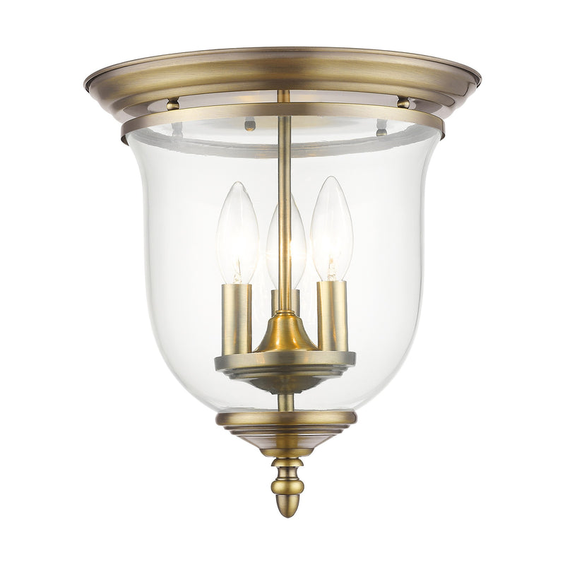 Legacy 3-Light Flush Mount in Antique Brass