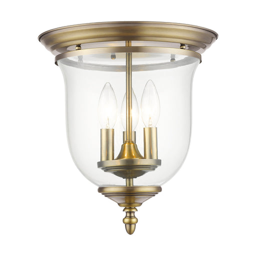 Legacy 3-Light Flush Mount in Antique Brass
