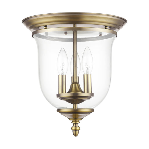Legacy 3-Light Flush Mount in Antique Brass